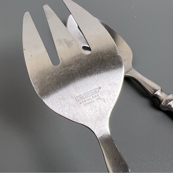 2 Pc Townhouse Serving Meat Fork Pierced Spoon Cambridge Stainless Flatware - Picture 6 of 9